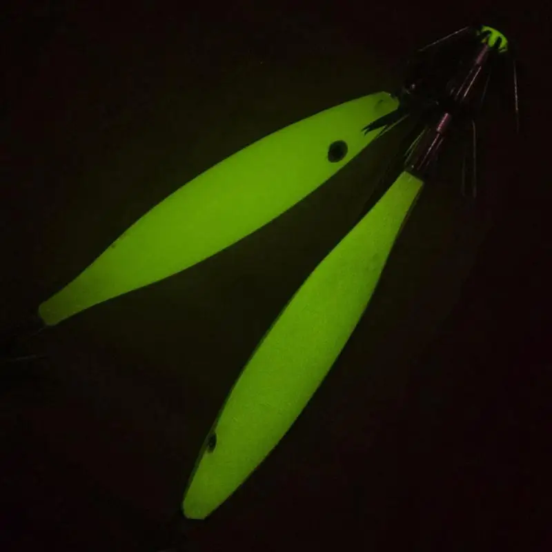 

Streamlined Shape Squid Bait High Carbon Steel Outdoor Octopus Hook Squid Hook Blow Tube Hook Luminous Wood Shrimp Bait