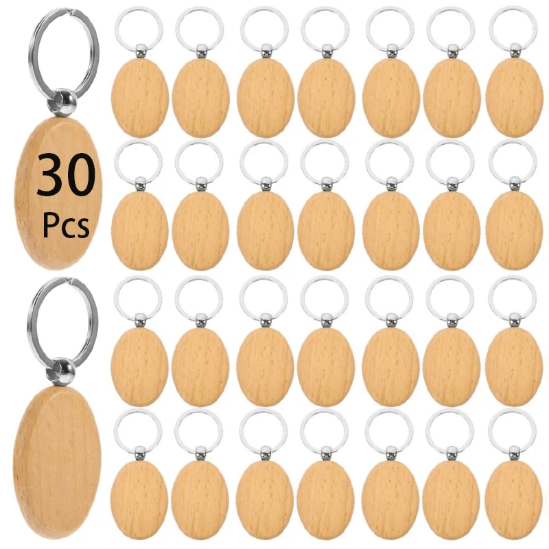 Пустые деревянные брелки для рукоделия 30 шт.