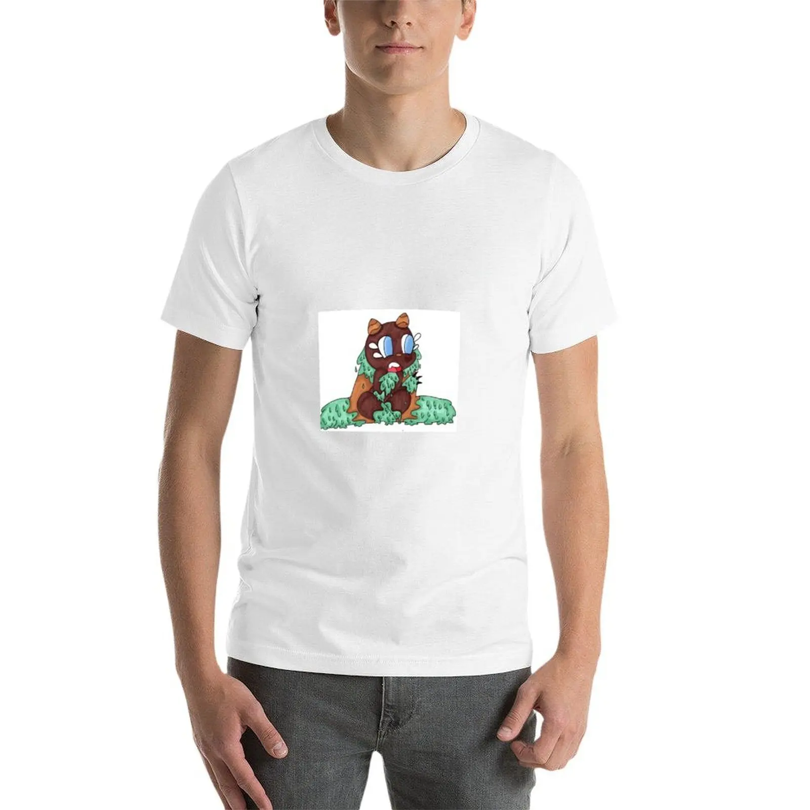 Фото Забавная футболка, футболка с рисунком, мужская футболка Woodland Creature, мужские рубашки для повседневного использования №3