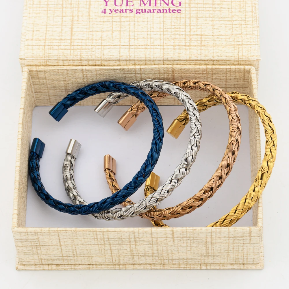 

Color Bangle Set for Women Party Gifts Stainless Steel Twist Design Cuff Bracelet Engagement Party Bangle Nigerian Accessories