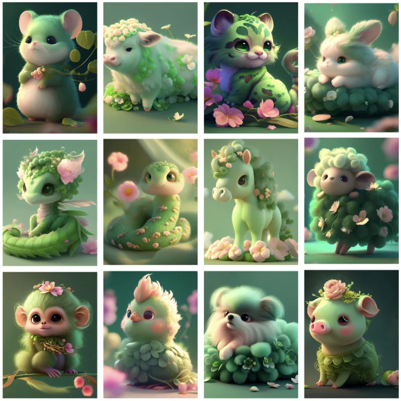 

Алмазная 5D картина «сделай сам», зеленые Мультяшные животные, полная фотография, Набор для вышивки крестиком, домашний декор, Новое поступление 2023