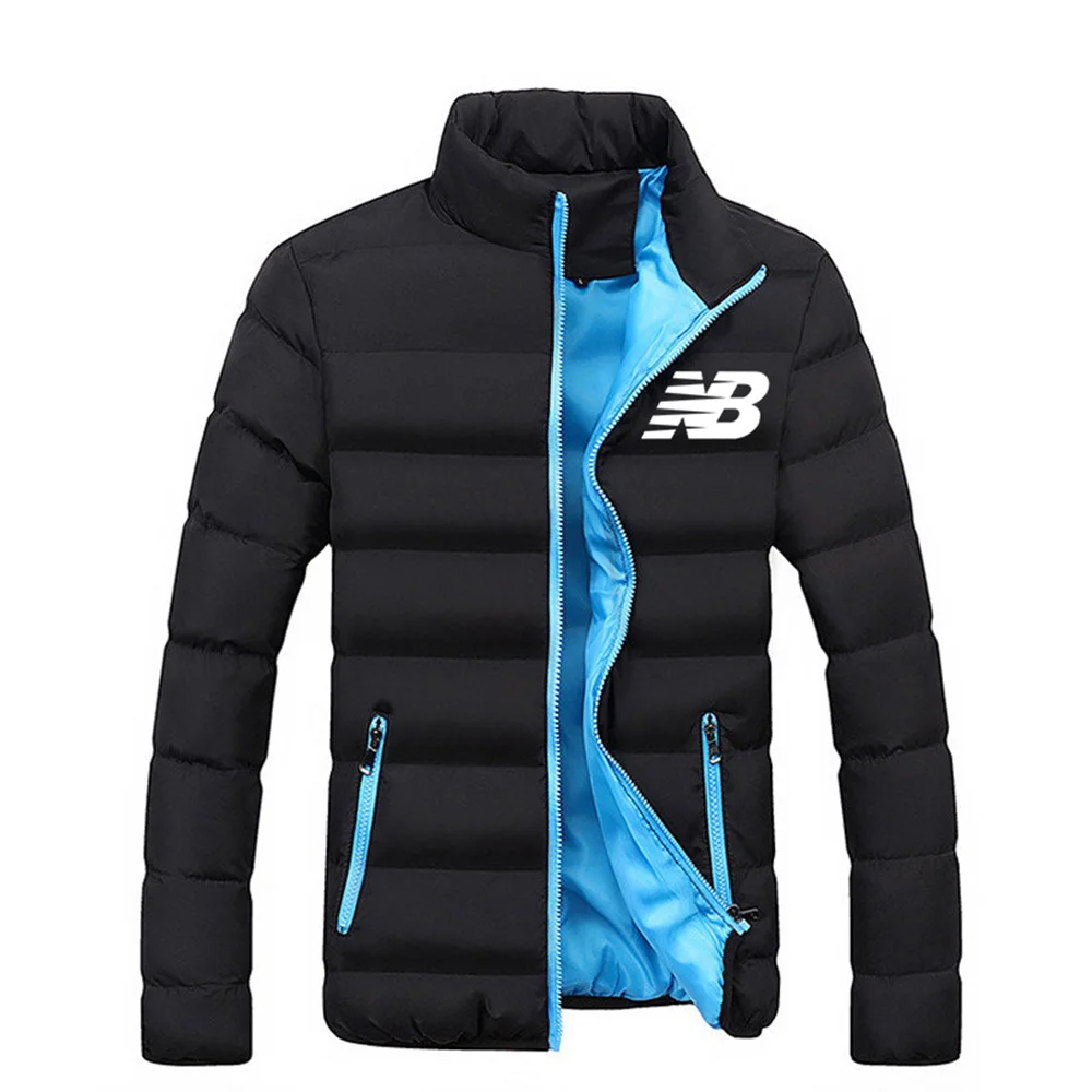 2022 novos homens parka outono inverno casaco sólido gola zíper fecho bolsos casual puffer quente jaqueta streetwear