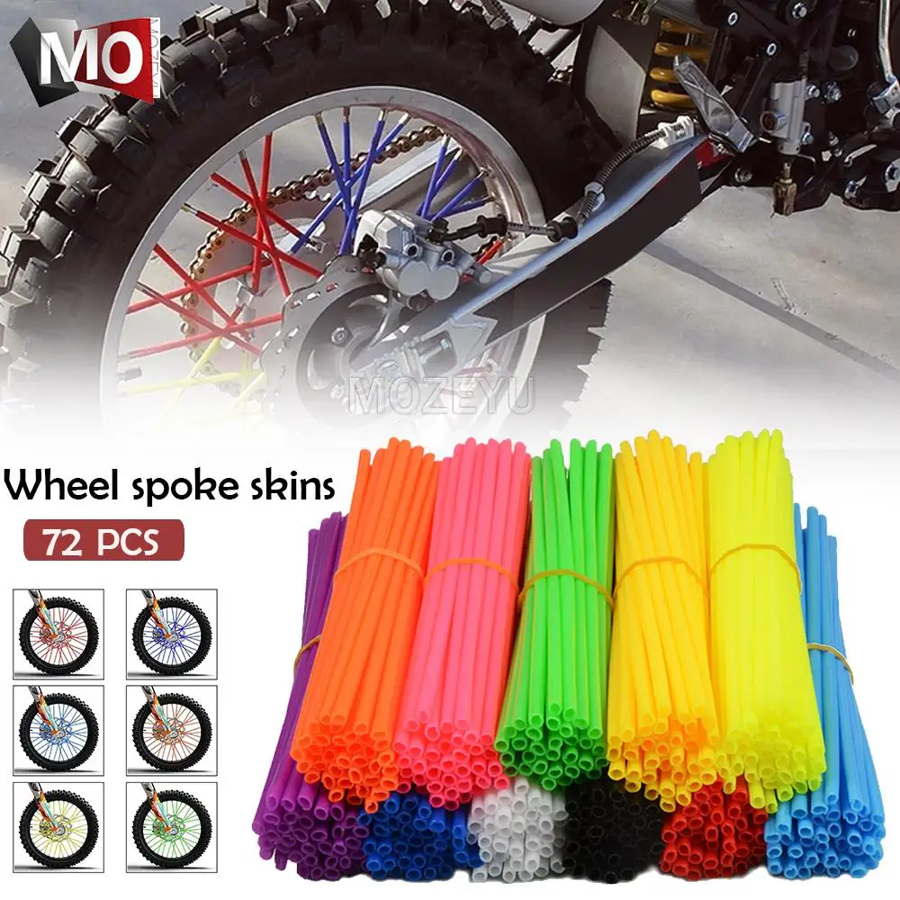 

72Pcs Motorcycle Wheel RIM Spoke Skins Sticker Accessories Motocross Dirt Bike For YZ WR SEROW TTR XT 250F 426F 450F 250X 250FX
