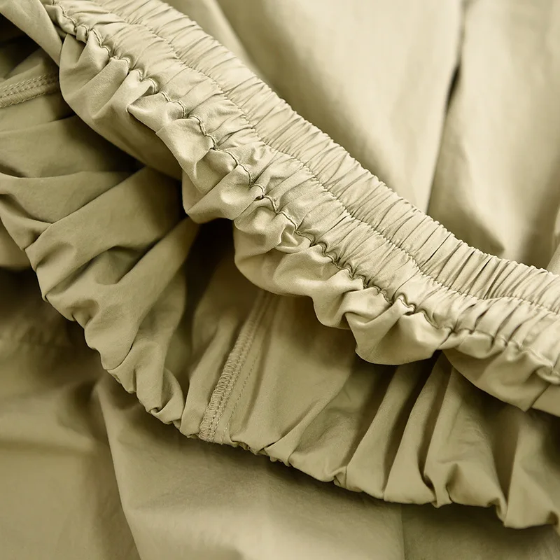 Повседневная однотонная трапециевидная хлопковая юбка до середины икры для