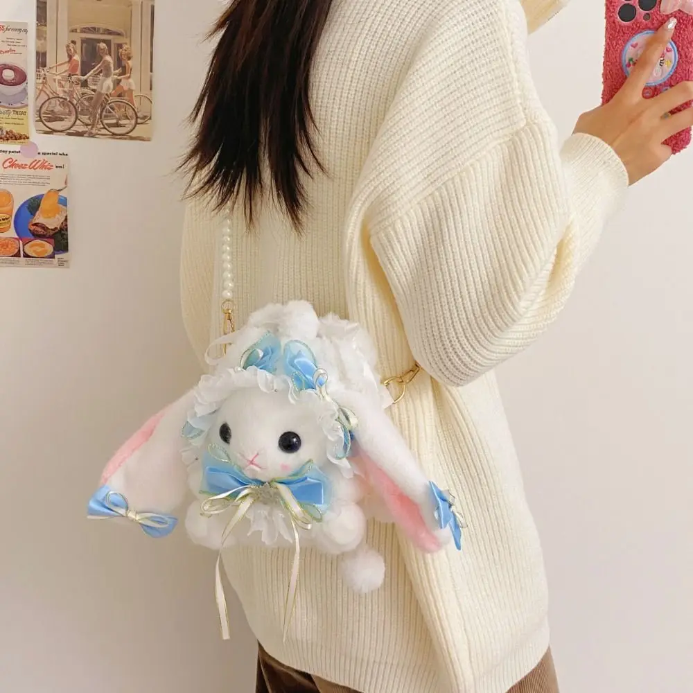Сумки на плечо с мягкими животными в стиле Лолиты и кролика мягкая жемчужная