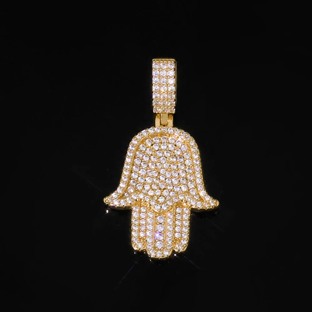 Фото Хип-хоп кулон-подвеска Hamsa Hand с фианитами для женщин и мужчин, ювелирное украшение, подарок №4