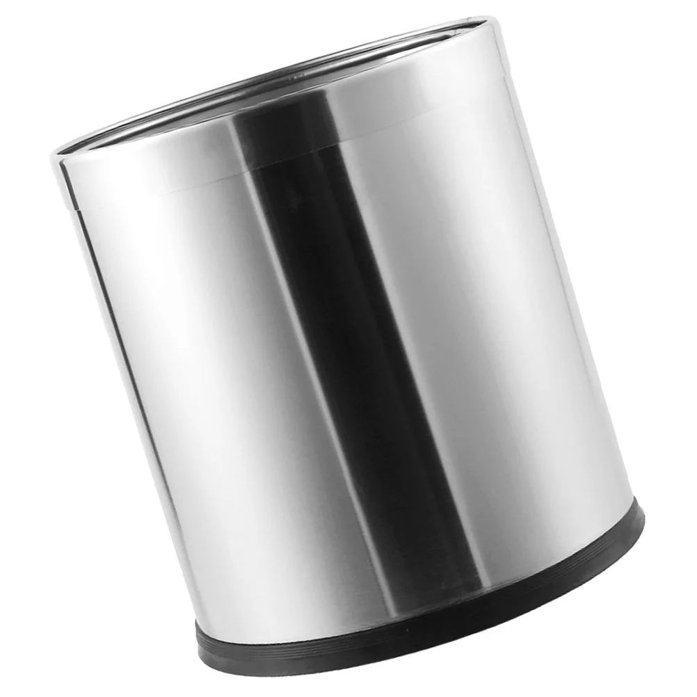 

Stainless Steel Trash Can Kitchen No Cover Bin Wastebasket Office Garbage Bedroom