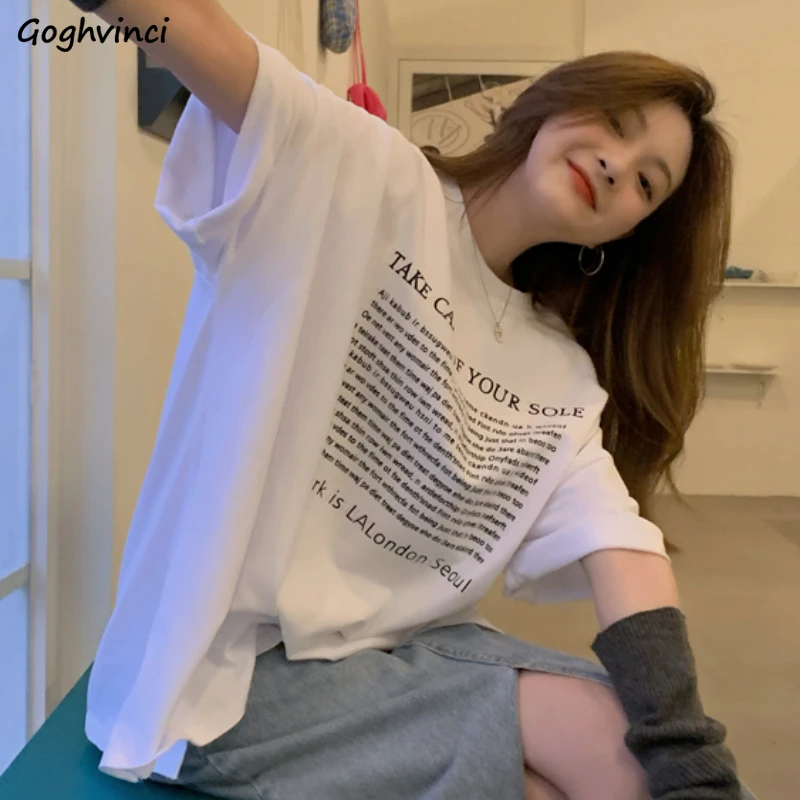 

Футболка женская Повседневная Свободная модная уличная одежда с буквенным принтом простые женские летние крутые универсальные ретро-топы ...