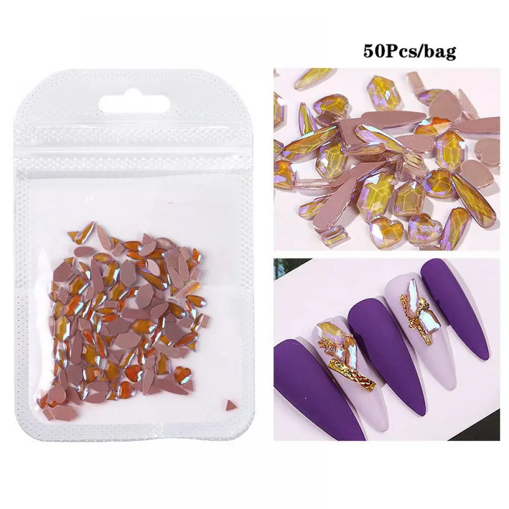 

Lolede 50Pc/bag Clear Crystal Ab Gold 3D Non Hotfix Flatback Nail Art Rhinestones Decorations Shoes and Dancing Nail Decoration