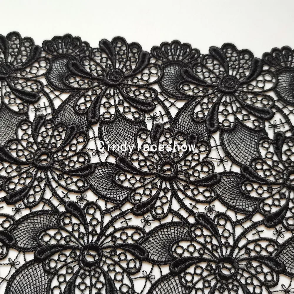 1 метр 19 см ширина черные цветочные вышитые кружевные украшения для шитья