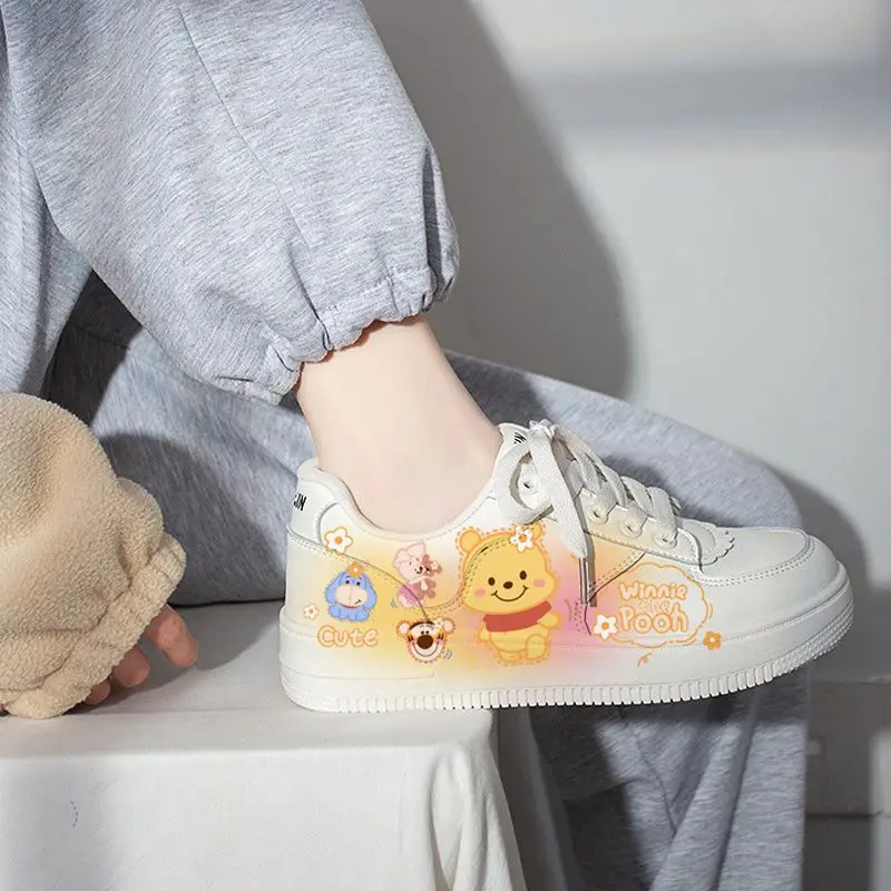 Disney Winnie Pooh Sneakers Casual Flat Women's Shoes Girly Cute Summer Breathable Comfortable Middle School Students Shoes
