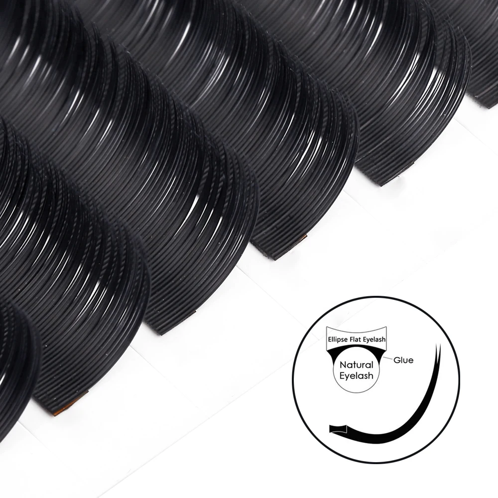 New Matte Flat Eyelash Extensions Soft Tips Light Weight Wholesale Ellipse Lash Split Volume Individual Softer Eyelashes