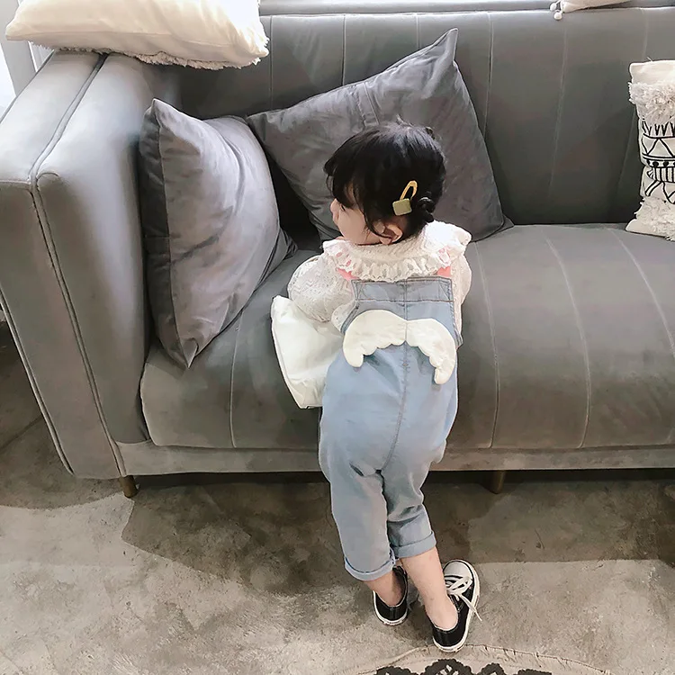 

Baby Girl's Suspender Girls' Jeans Spring and Autumn New Children's Casual Long Pants Crawler