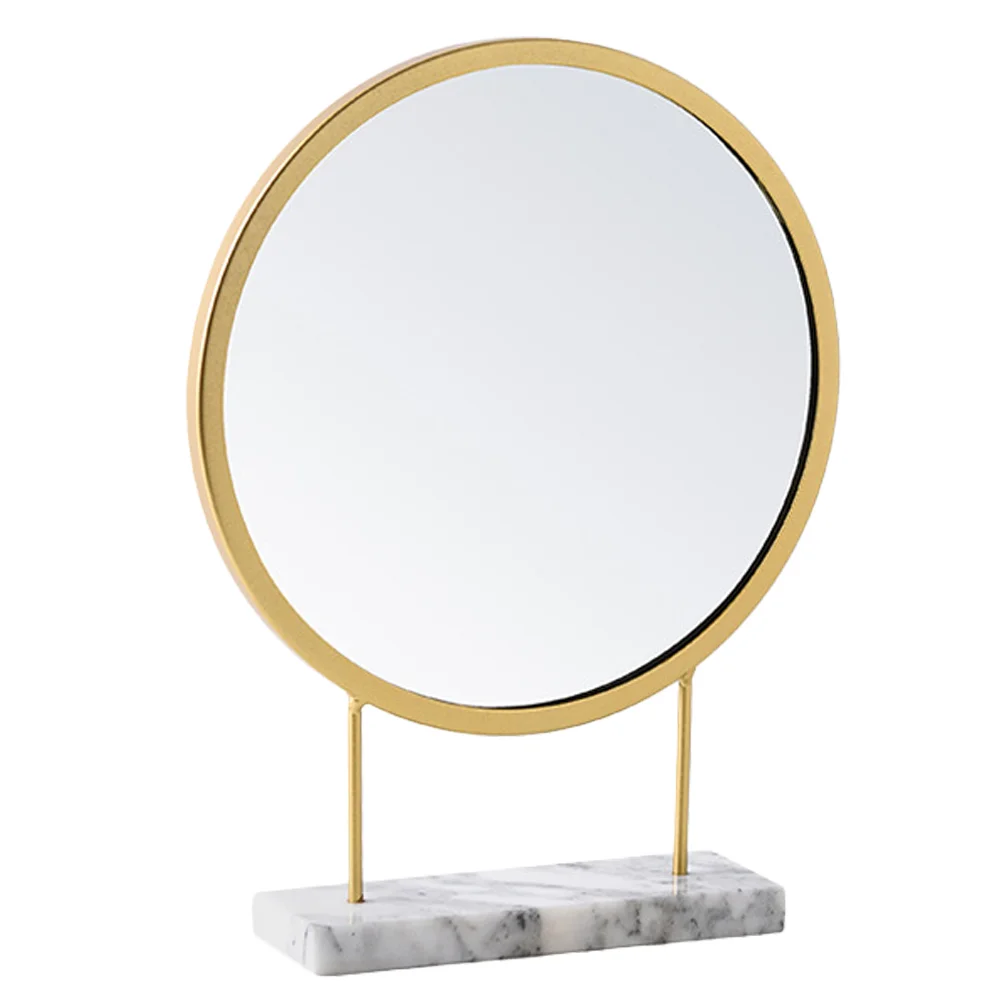 

1 шт. современное настольное зеркало с золотистой рамкой, простое золотистое зеркало для макияжа