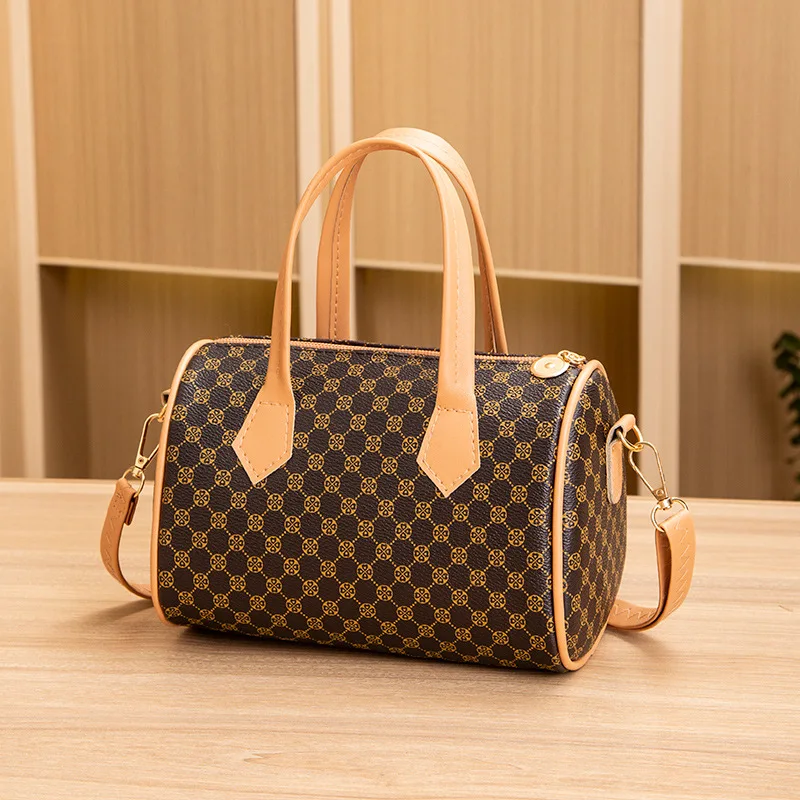 

Boston Shoulder Bags For Women 2023 New Plaid Luxury Crossbody Shopper Retro PU Leather Ladies Female Handbag Small Pillow Cумка
