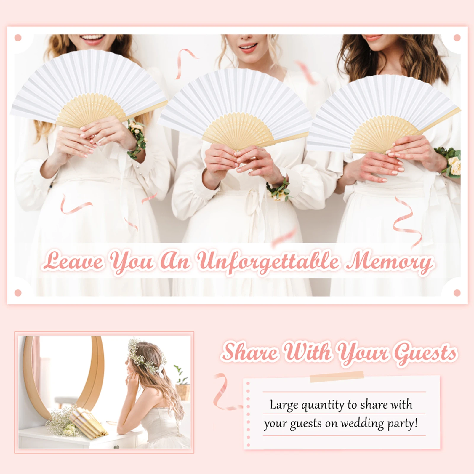 5/10/20/30/40/50 шт. свадебные ручные веера из белого бамбука складной бумажный веер