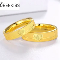 qeenkiss rg5153 fine jewelry wholesale fashion new hot couple lovers party birthday wedding gift heart beating 24kt gold ring