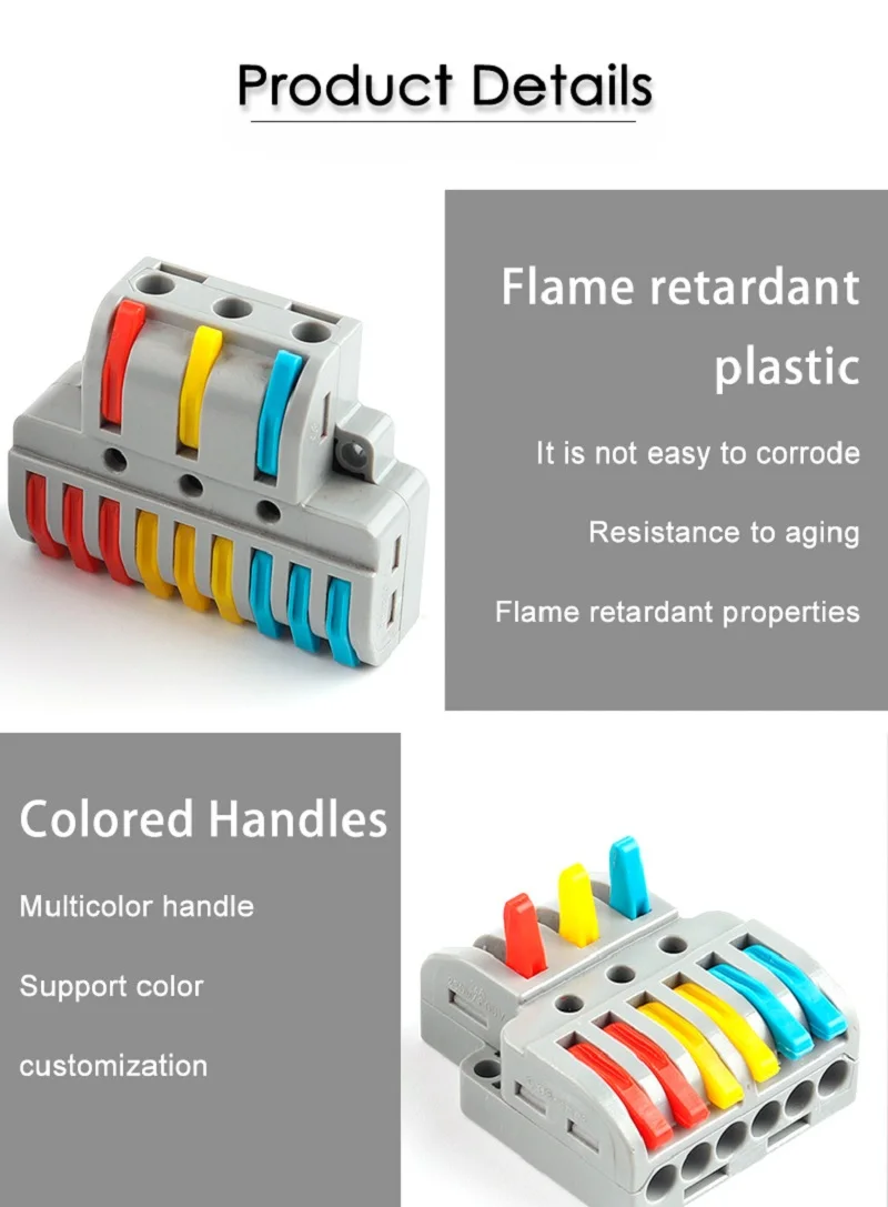 

Boxed Universal Quick Splitter Wire Connector SPL Push-in Conductor Terminal Block Cable Connectors For Led Light Electric