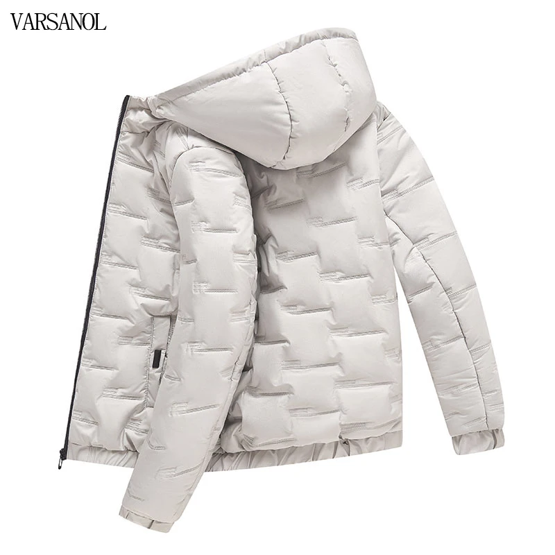 VARSANOL Winter Black Parkas Men Hooded Jacket Coats Man New Warm Men's Clothing Casual Jacket Solid Outwear Coat Oversized 5XL