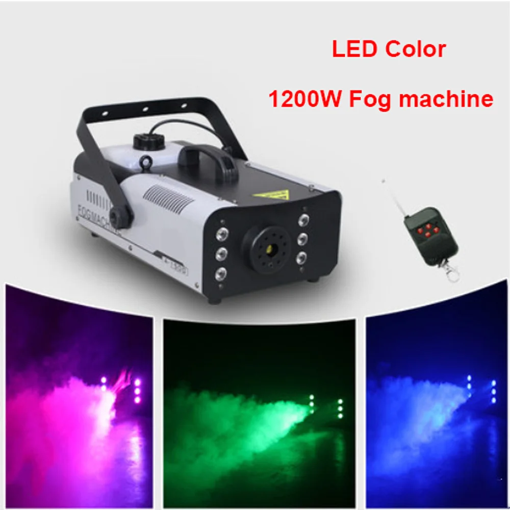 Yojana 1200W Stage Light Fog Machine with RGB 6LEDs Stage Light Smoke Haze Generator Remote Controlled Stage Effect Equipment