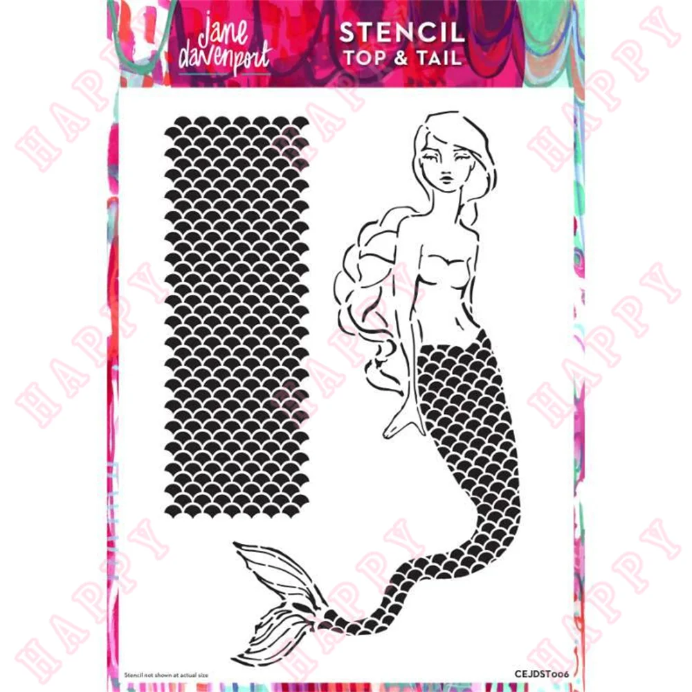 

2022 Summer New Top Tail Mermaid Stencils Diy Scrapbooking Paper Greeting Cards Diary Abum Notebook Coloring Kids Drawing Molds