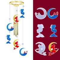 mermaid wind chime pendant crystal silicone mould diy moon wind chime pendant mermaid wind chime silicone mold
