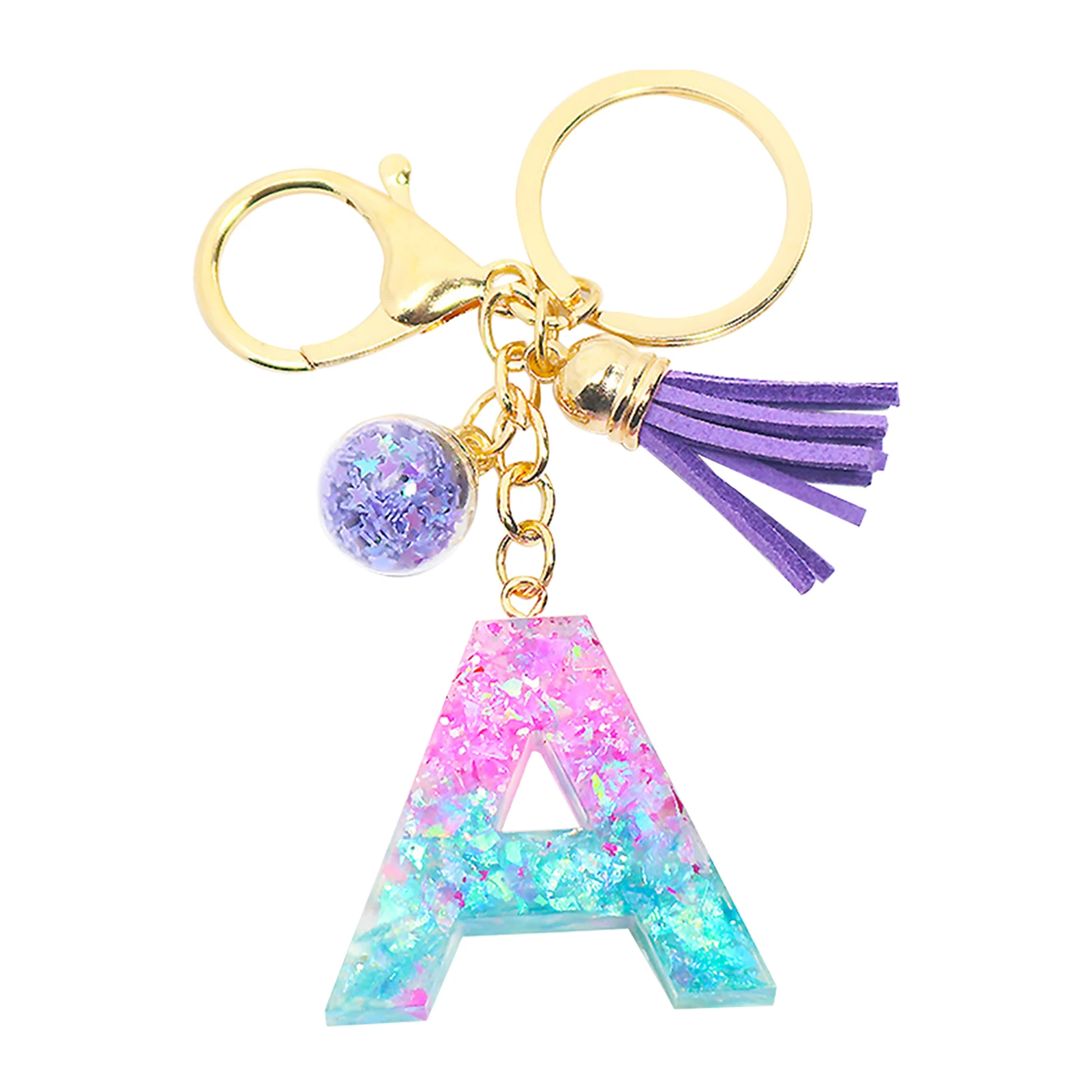 

A B C D Exquisite Letter Tassel Keychain Pendant Cute Crystal Keychains Car Anti Lost Key Rings Women Handbag Ornaments Gifts