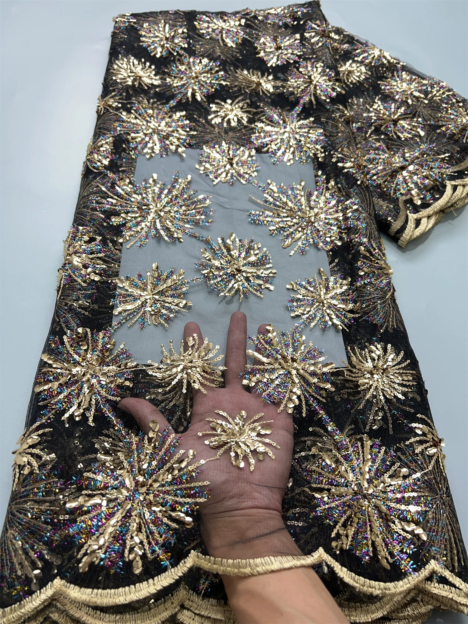 Kalume Высококачественная африканская нигерийская кружевная ткань с красными