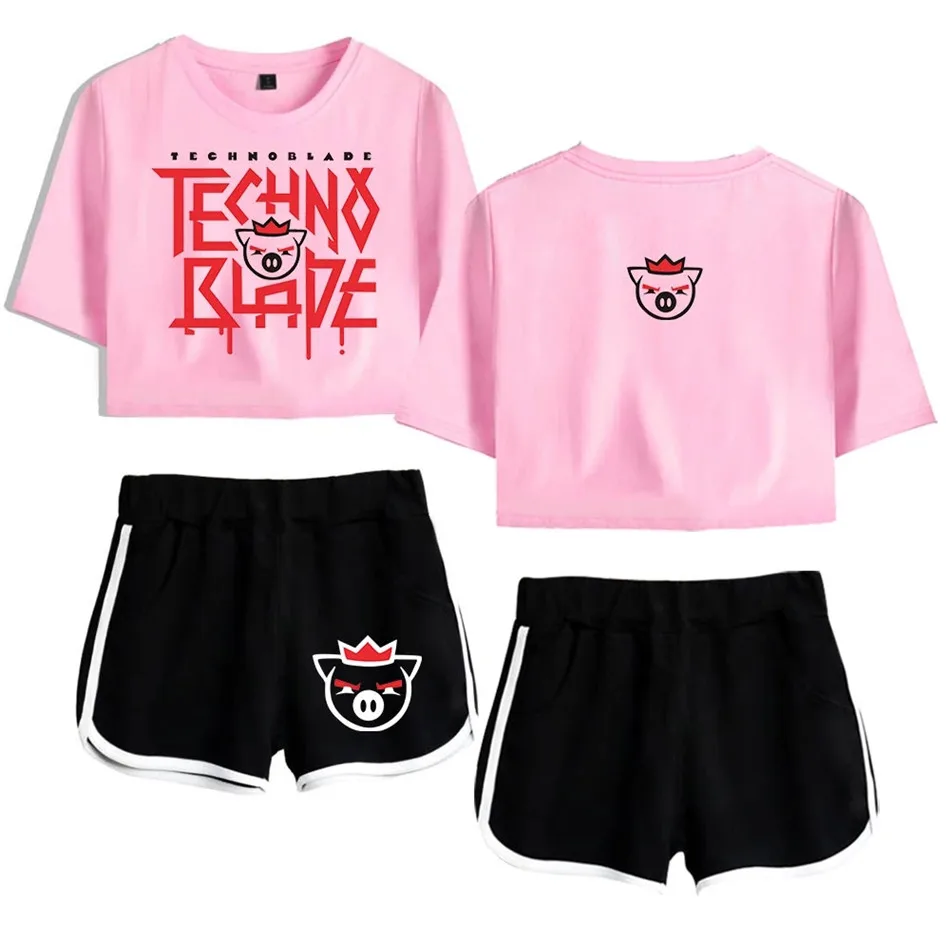 Rip Technoblade Merch Cosplay Costume Technoblade Miss You Girls Sexy club outfits Two Piece Set Women