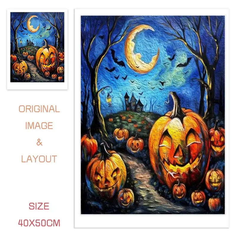 Картина по номерам на холсте Хэллоуин тыква ручная роспись