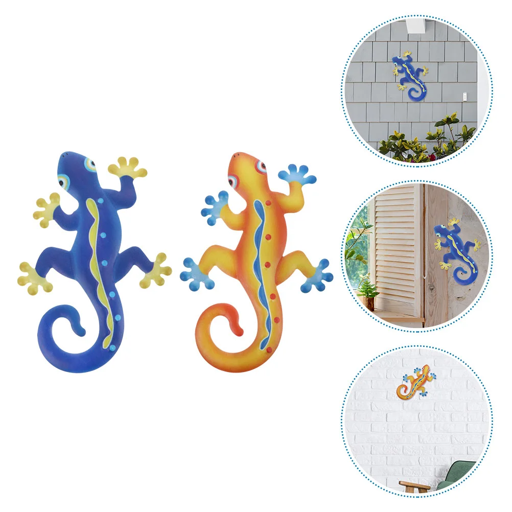 

Wall Metal Geckoanimal Lizard Decor Hanging Sculpture Garden Iron Mexican Pendants Plaque 3D Crafts Artwork Decors Decorations