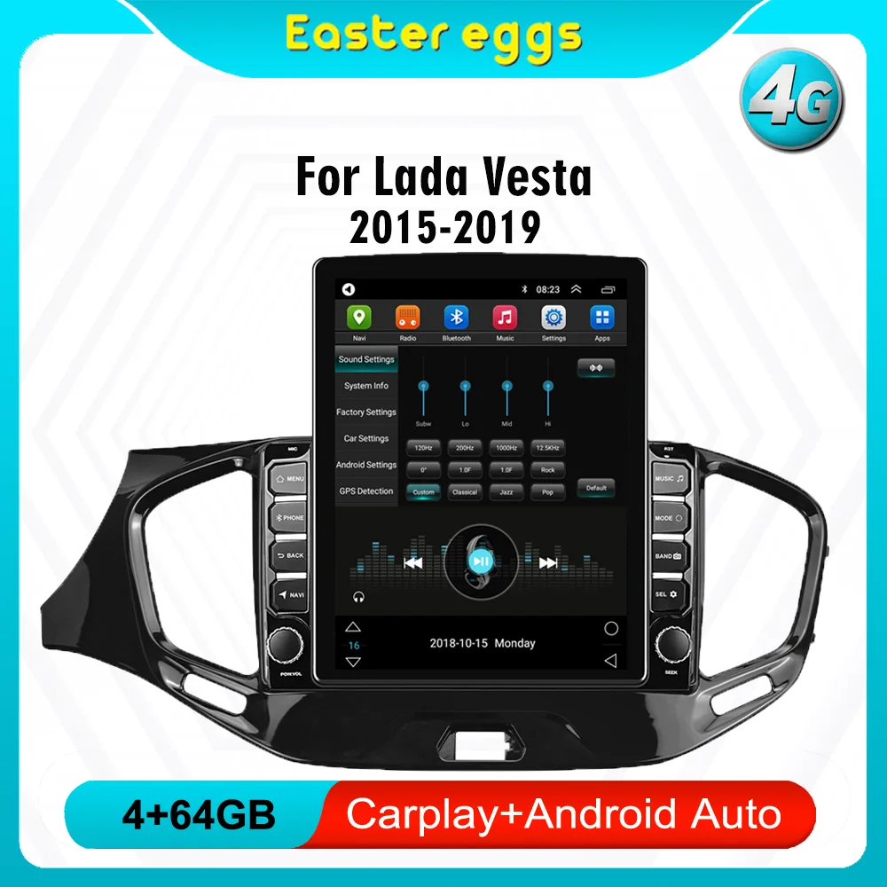 

For Lada Vesta 2015-2019 9.7" Tesla Screen 4G Carplay Android Car Multimedia player Auto GPS Navigator WIFI Head Unit With Frame