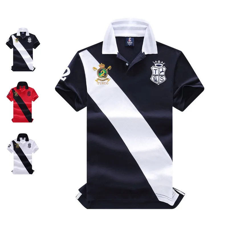 

Роскошные летние спортивные рубашки-поло с коротким рукавом для мужчин, высококачественные хлопковые рубашки с вышивкой