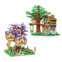 magic mini blocks educational toy elf cabin tree house wooden brinquedos building bricks toy for kids gift christmas present