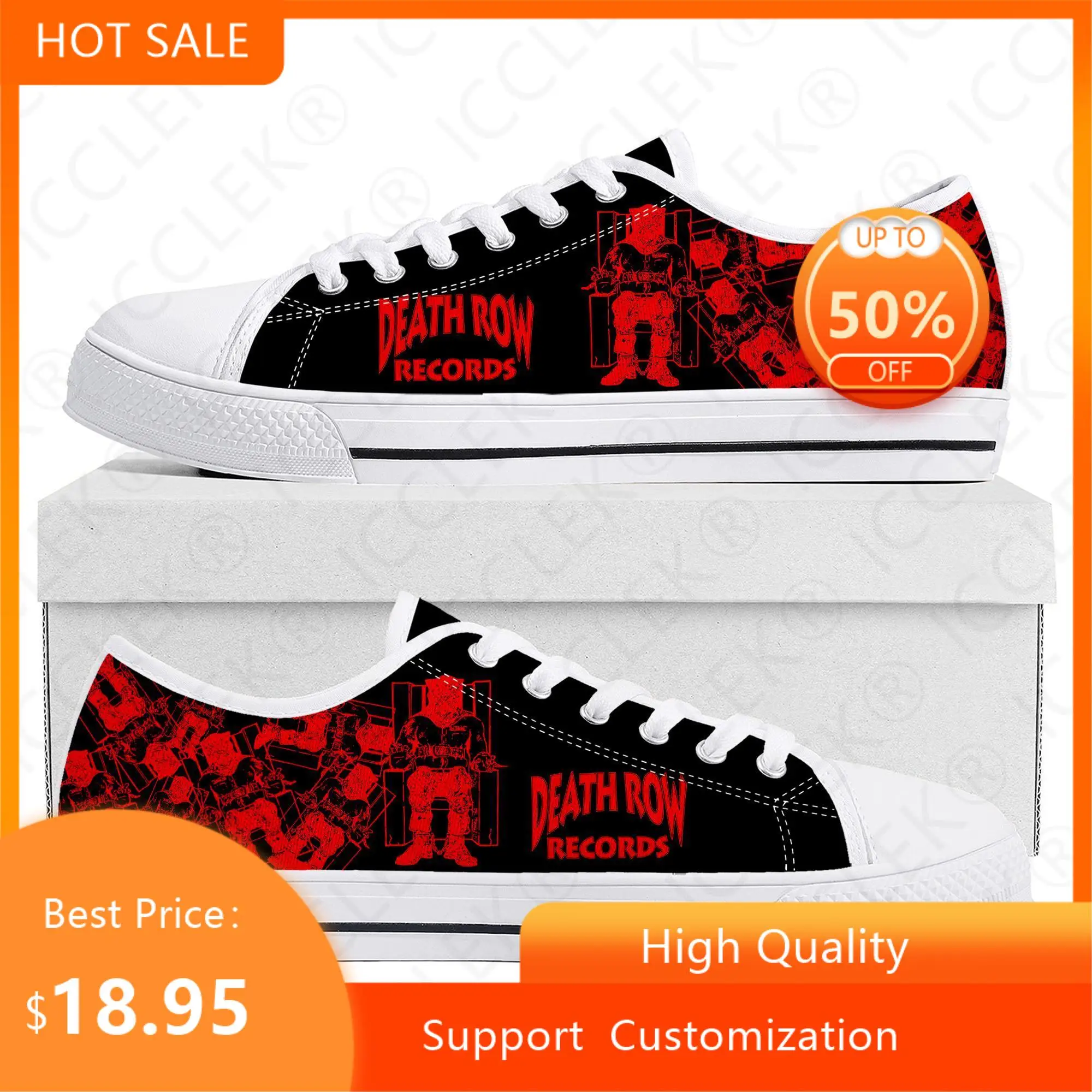 

Death Row Records Low Top High Quality Sneakers Mens Women Teenager Canvas Sneaker 3D Print Casual Couple Shoes Custom Shoe