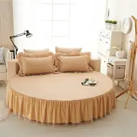 Mattress Cover 200 / 220 Cm Queen King Size Solid Color Sheet Cotton Bed Linen Fitted Sheet Round Bed Skirt Soft Double Single
