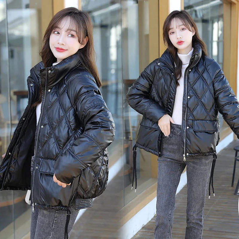 90% White Duck Down Jacket Winter PU Bright Coat Women Snow Clothes 2022 Loose Medium Long Female Warm Down Parka Oversize New