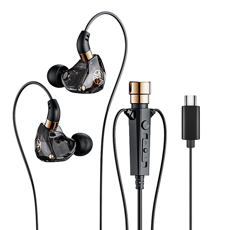 

Typ-c Wired Headset With Microphone Noise-canceling Earbud In-ear Headphones For Live Singing Recording Computer Smartphone