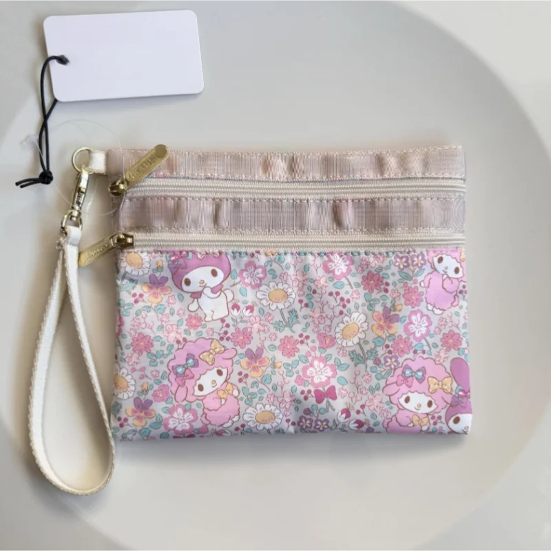 Kawaii Sanrio My Melody мультяшная ручная веревочная сумка с двумя складными молниями