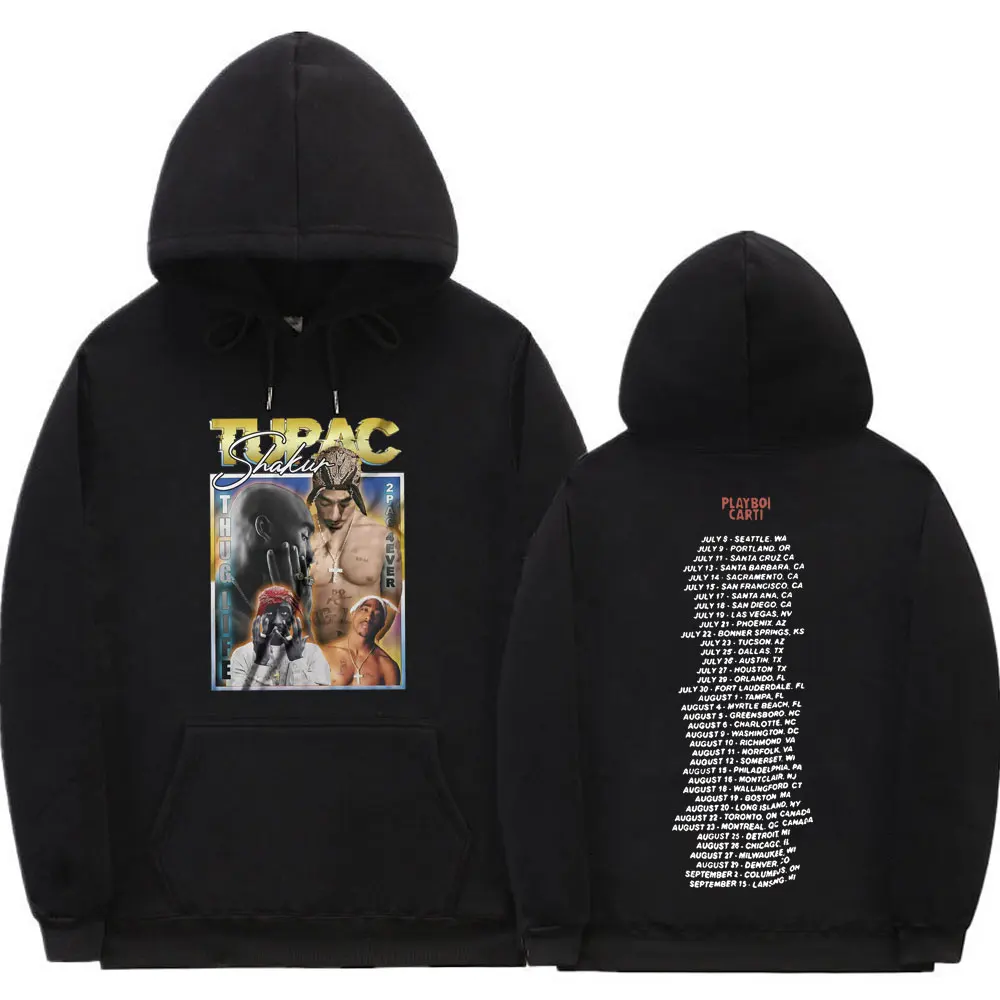 

Regular Tupac 2pac Double-sided Print Hoodie Rap Playboi Carti Letter Logo Hoodies Awesome Hip Hop Men Women Fashion Streetwear
