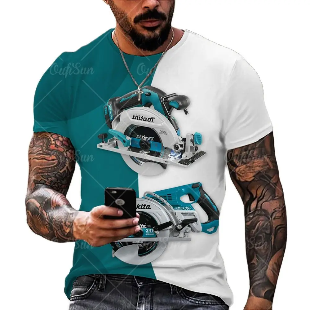 Футболка Makita Tools мужская с 3D-принтом модная повседневная Свободная рубашка в