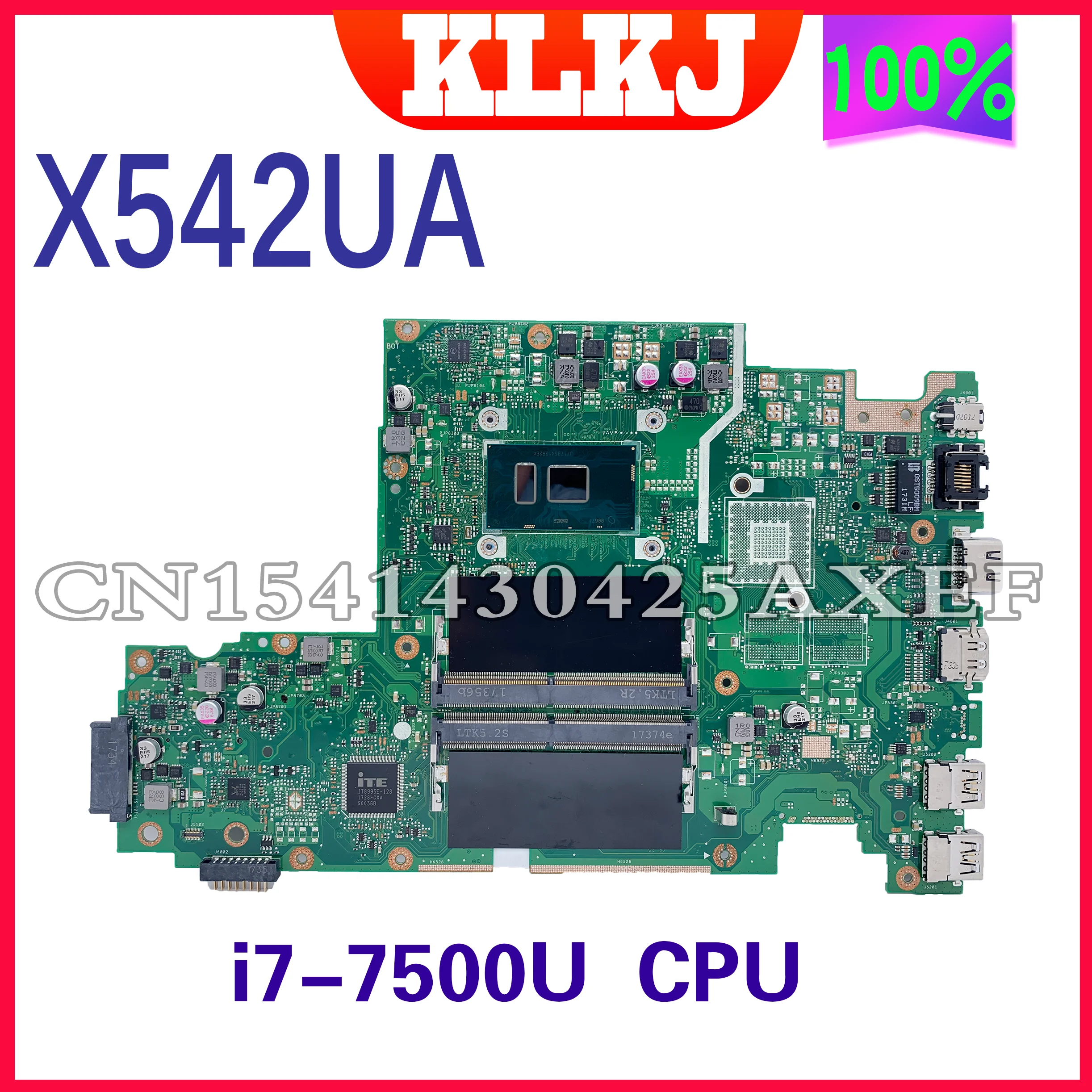 

Dinzi X542UA Mainboard for ASUS VivoBook X542UR X542UQ X542UF X542U FL8000U Laptop Motherboard w/ I7-750U 100% Fully Test OK