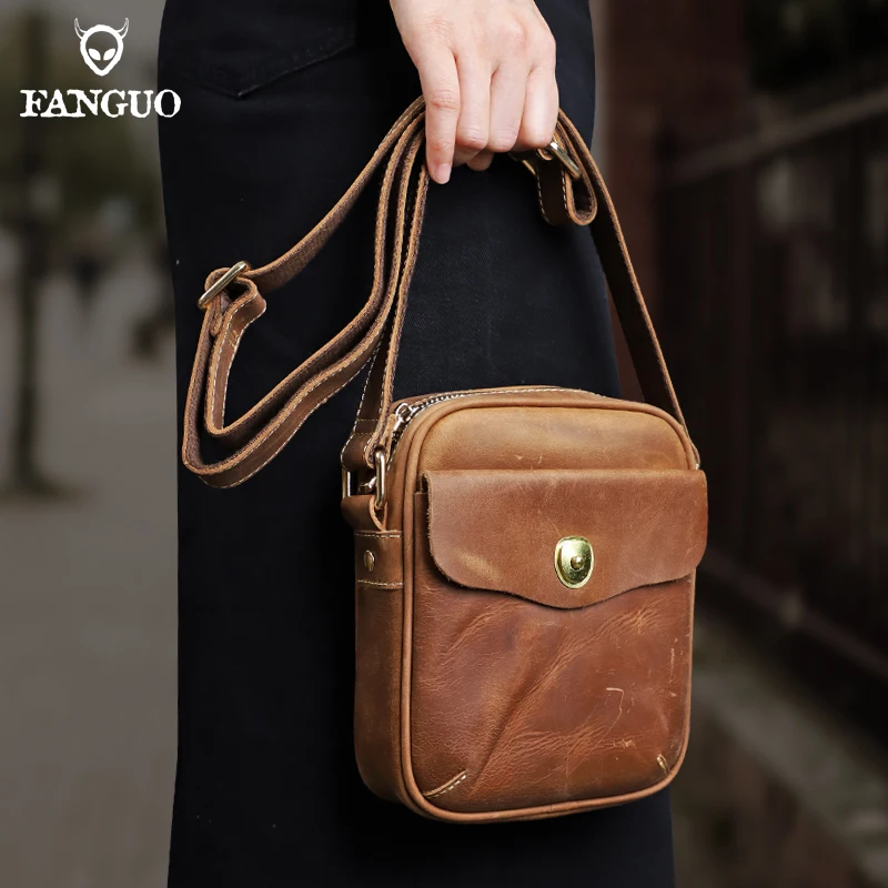 Men's Shoulder Bag Genuine Leather Crossbody Messenger Bags For Male Portable Storage Sling Bag Handbag Travel