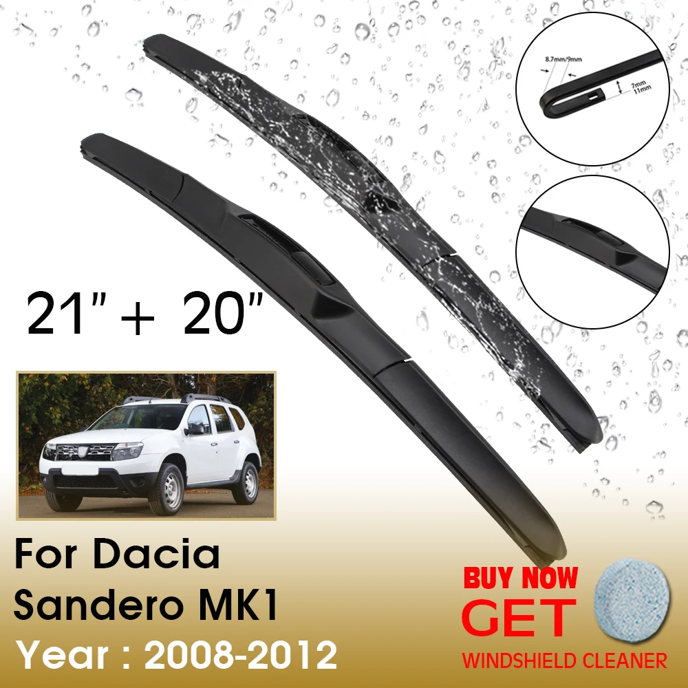 

Car Wiper Blade For Dacia Sandero MK1 21"+20" 2008-2012 Front Window Washer Windscreen Windshield Wipers Blades Accessories