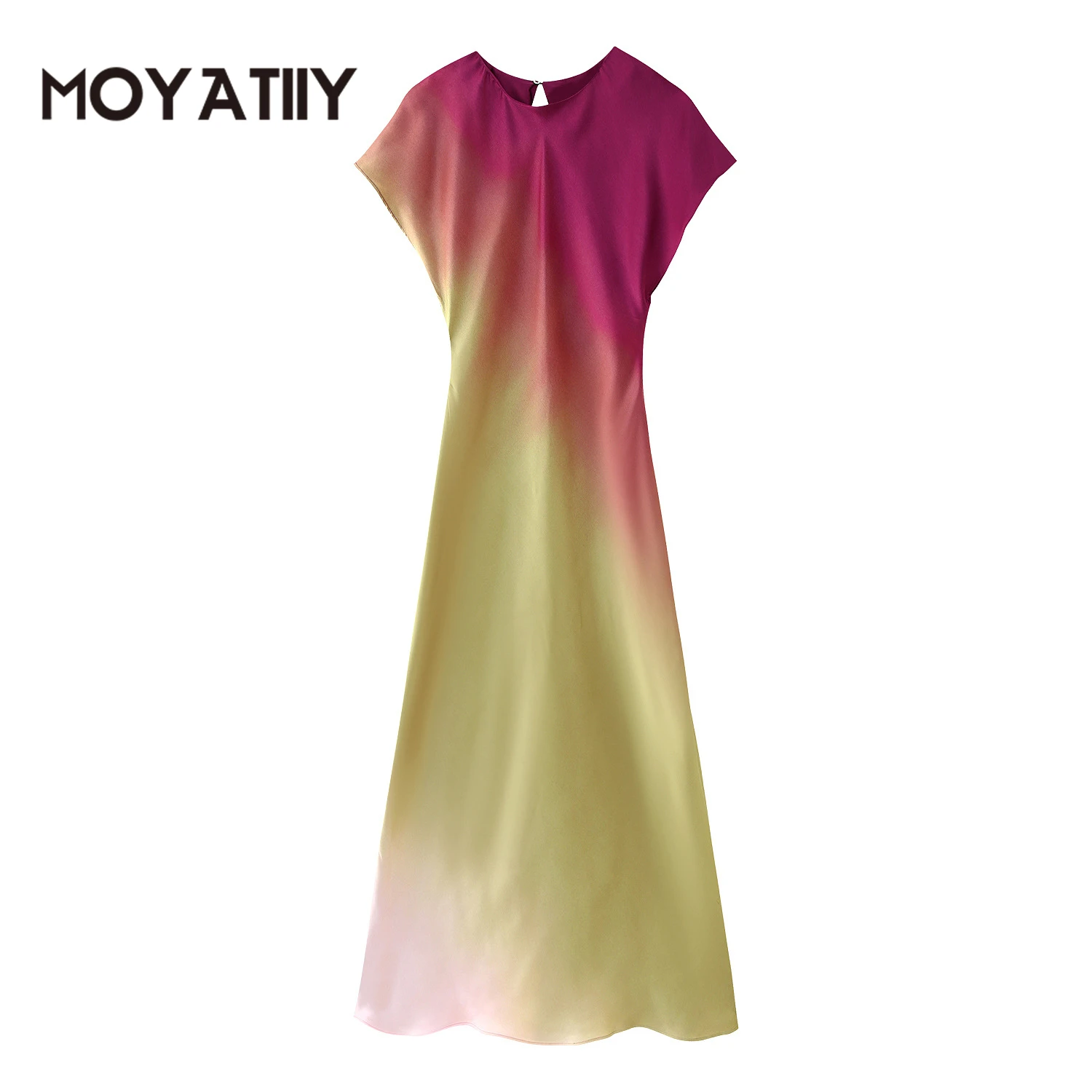 

MOYATIIY Women Fashion Summer Dress Tie-dye Slim Beach Dresses Ruffled Short Sleeve Female Vestidos