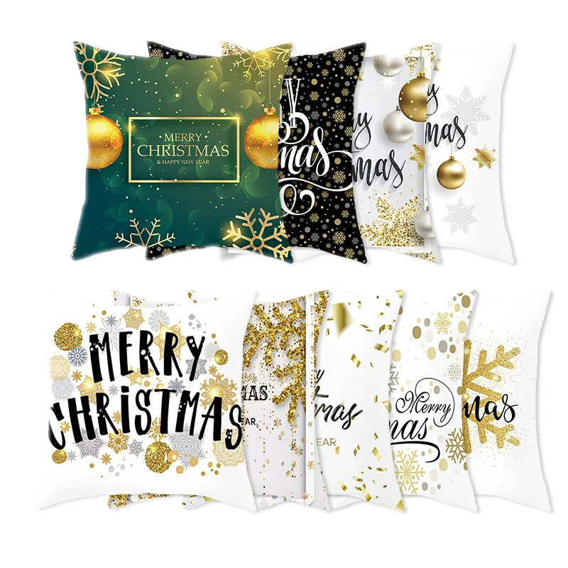 

2019 Navidad Xmas Gift 45x45cm Cotton Linen Merry Christmas Cover Cushion Christmas for Home Happy New Year