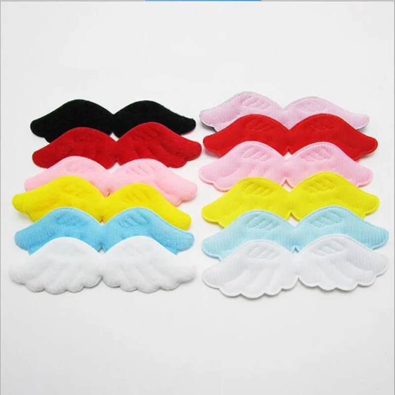 

40pcs/lot 10.5x3.5cm Furry Felt Angel wing Padded Appliqued For DIY Handmade Kawaii Children Hair Clip Accessories Hat Shoes