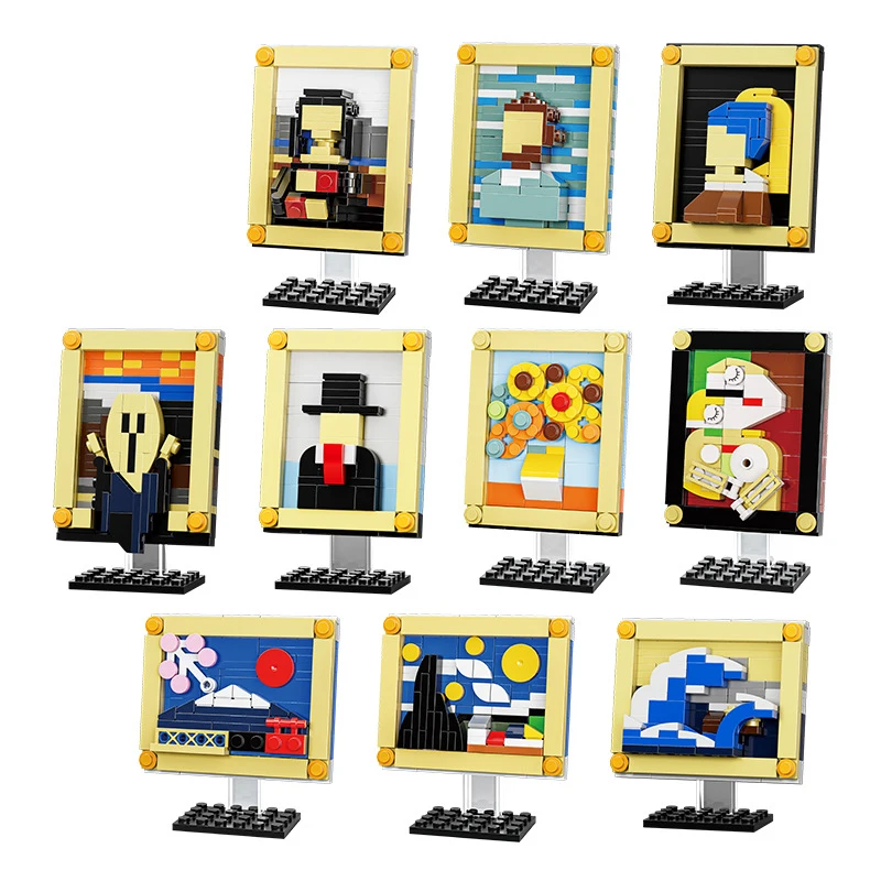 

Mini Famous Art Paintings Building Blocks Van Gogh Classic Mona Lisa The Scream DIY Idea Toys Gift with Brands