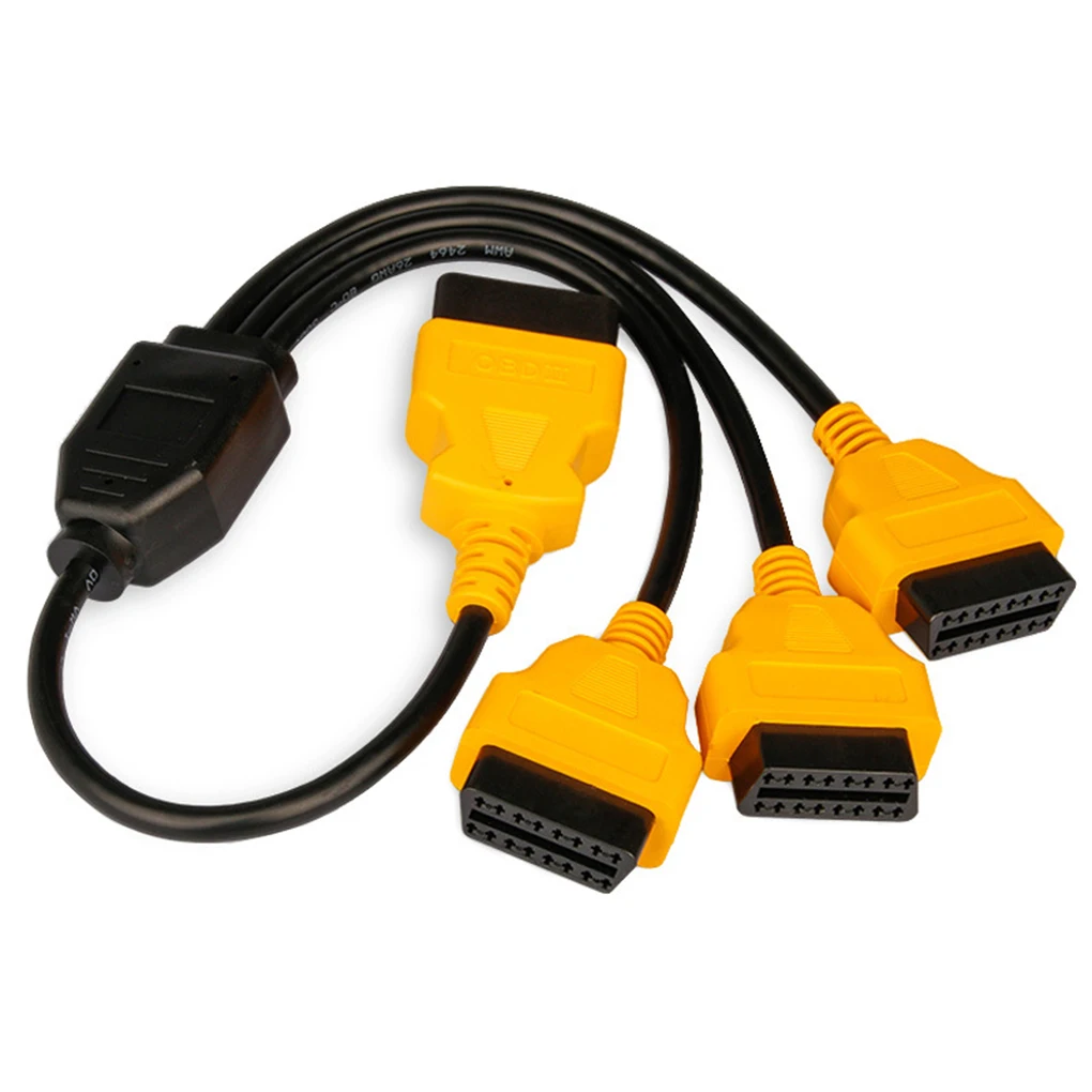 

50cm OBD II Cable 1 to 3 Converter Adapter Extend Y Cables Splitter Car Split Cord 90 Angled Extension Line Connection