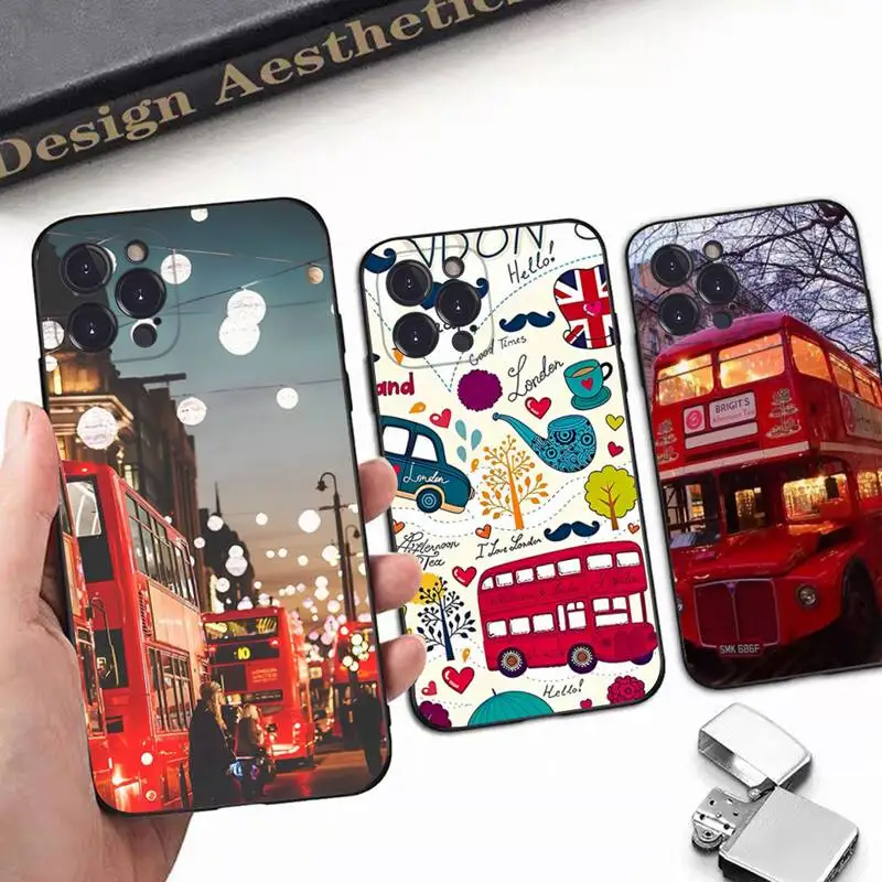 

London bus Phone Case For iPhone 8 7 6 6S Plus X SE 2020 XR XS 14 11 12 13 Mini Pro Max Mobile Case